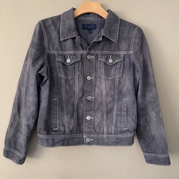 Talbots Lightweight Gray Denim Jacket Size Medium Petite - Picture 1 of 7